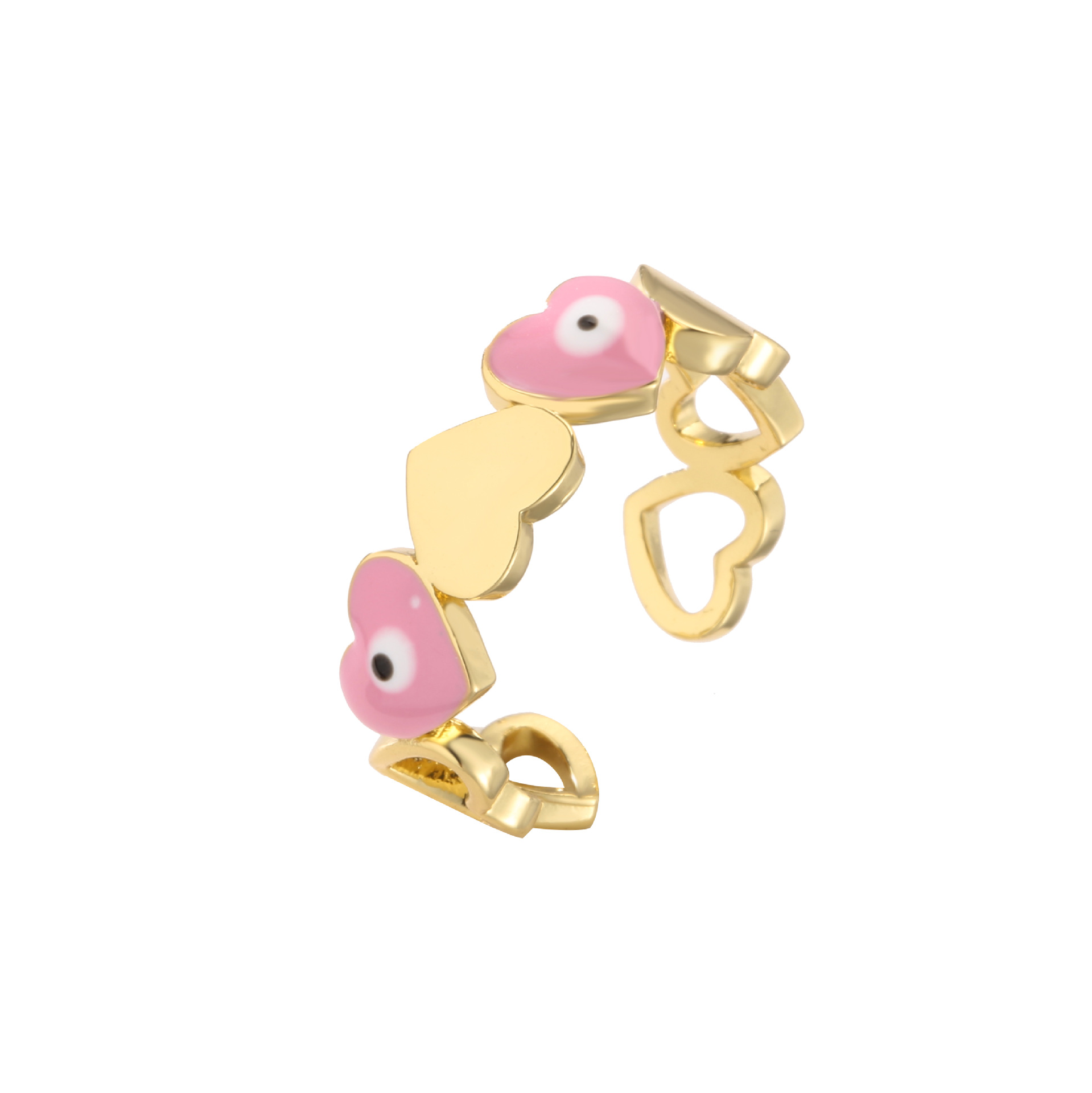 Fashion Devilu0027S Eye Heart Shape Copper Open Ring Plating Copper Rings