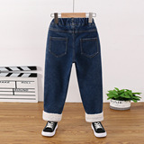 Милые флисовые зимние джинсы с начесом, штаны, популярно в интернете, с медвежатами, детская одежда, в корейском стиле, в западном стиле