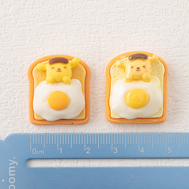Nueva historieta Linda tostada de huevo frito animal DIY accesorios crema pegamento resina accesorios para el cabello horquilla Copa pegatinas al por mayor