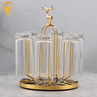 Creative Deer Drain Cup Holder Water Cup Holder Cup Storage Household Japanese Style Rotatable Round Rotating Rack Antlers