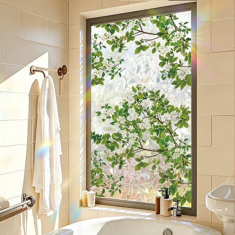 Window Rainbow Glass Stickers Anti-Peeping Frosted Film Bathroom Translucent Anti-Peeping Privacy Glass Stickers
