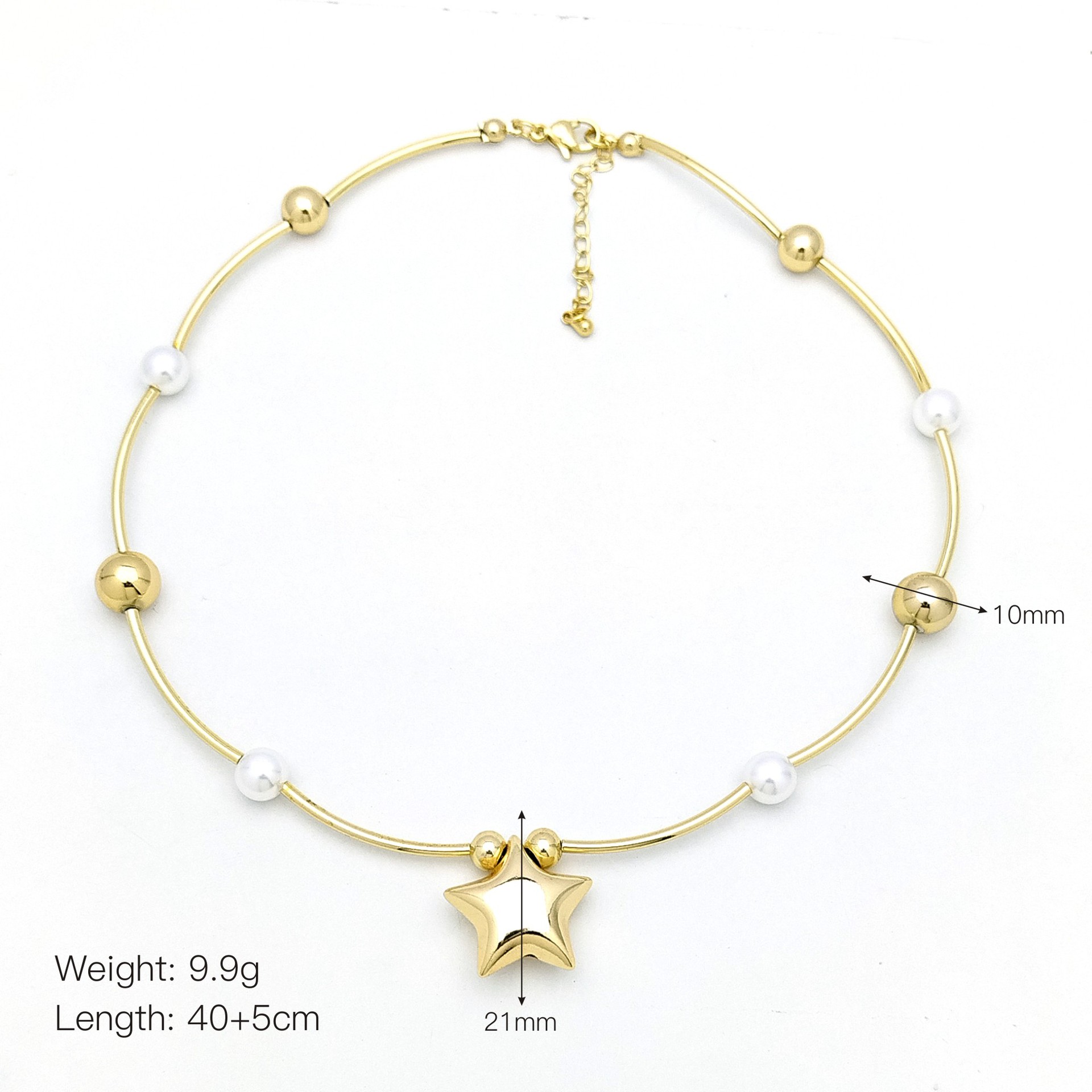 Star, Heart Shape, Bow Knot Pattern Copper Beaded Pearl Inlay Star Heart Shape Bow Knot Zircon Pendant Necklace