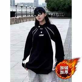 2024年秋季新款港风字母卫衣美式宽松情侣上衣中性外套男7867-ins