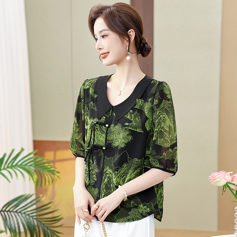 C7072 510K ÁO THUN NỮ SUZTDI MÙA HÈ TRUNG NIÊN PHONG CÁCH HÀN QUỐC CỔ CHỮ V THỜI TRANG NỮ G01 SẢN PHẨM MỚI