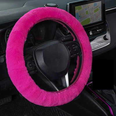 Wheel Cover Without Inner Ring Car | Steering wheel cover - high-density-imitation-rabbit-fur-magenta-38cm