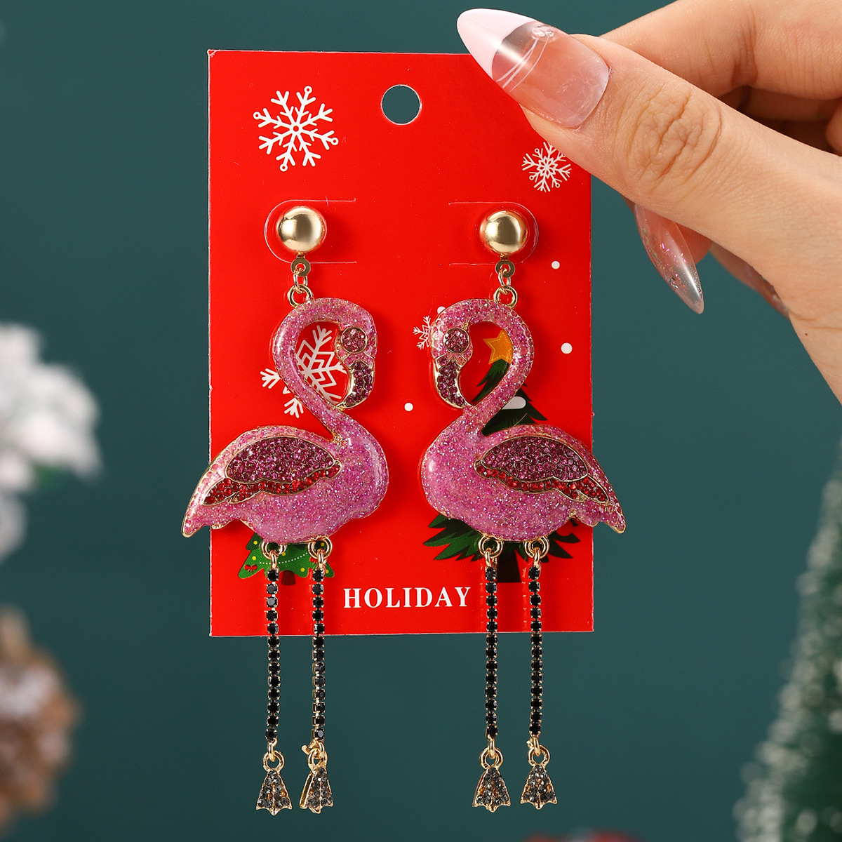 30g Weight Iron Ear Needle Material Drop Earrings Classification 1 Pair Quantity Party, Festival Occasion Alloy Material Christmas Festival Christmas Tree, Santa Claus, Snowflake Pattern Women's Gender IG Style Style 1 Pair Christmas IG Style Christmas Tree Santa Claus Snowflake Alloy Drop Earrings 8