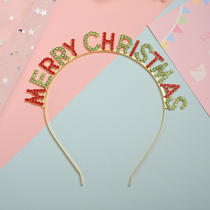 跨境圣诞发箍彩色头箍字母MERRYCHRISTMAS七彩色发饰头饰批发|undefined