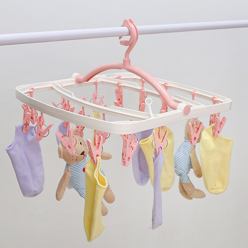 Promote Windbreak Rack children baby Sock rack Windbreak Clothes hanger Clamp fold coat hanger adult Clotheslinger