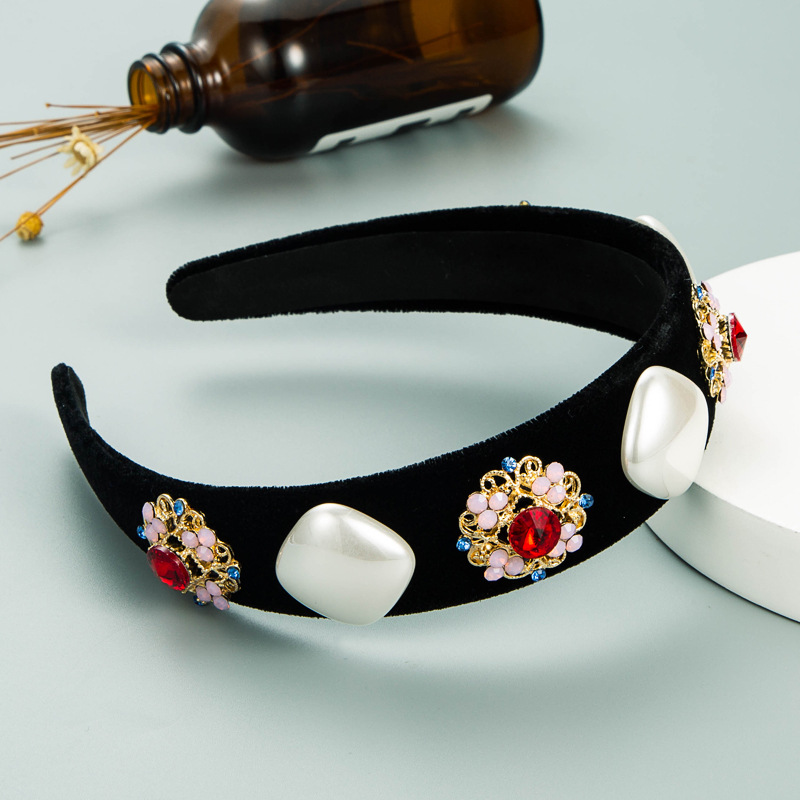 Baroque Wide-brim Imitation Pearl Dimond Headband display picture 4