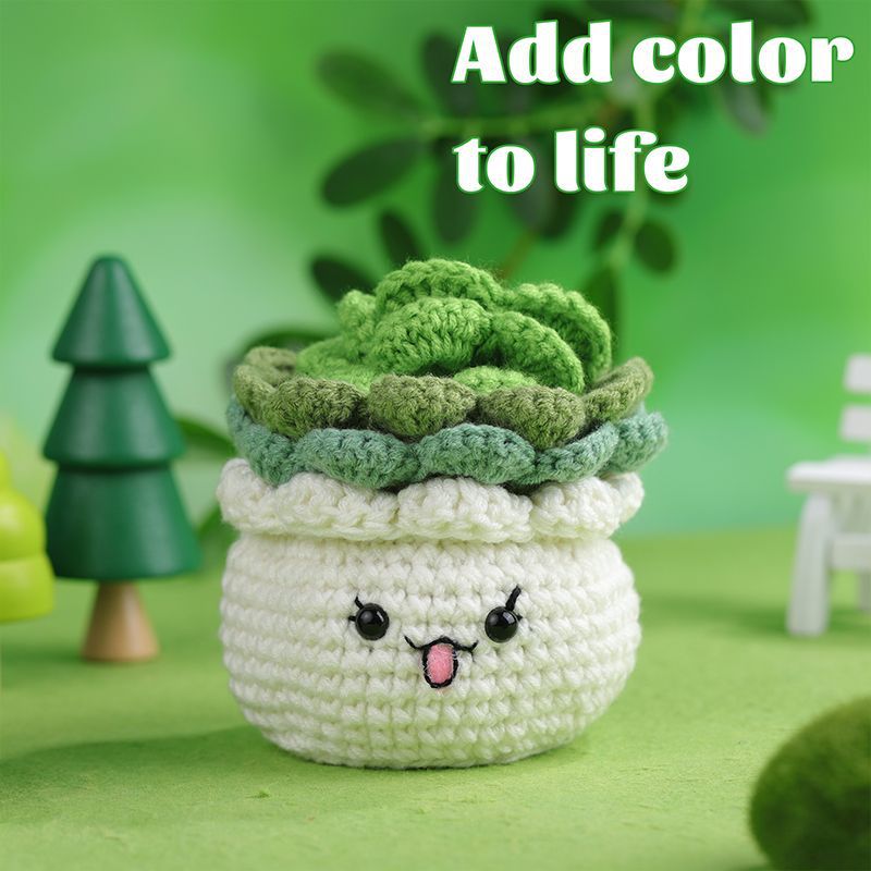 新品杯垫钩针材料包英文视频教程白盆绿植杯垫实用装饰手工艺品