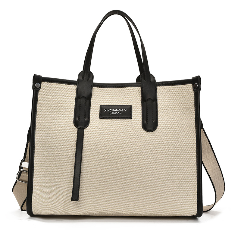 Bolso de gran capacidad para mujer 2025 verano nuevo estilo moda contraste color costura mensajero bolso simple de viaje