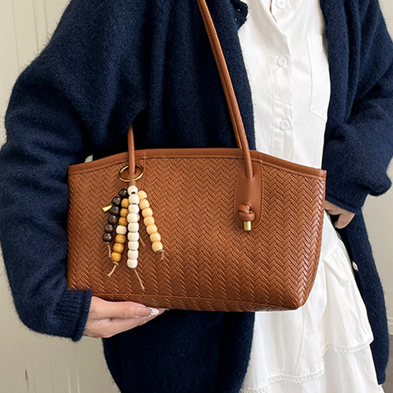 Borsa da pendolarismo alla moda, borsa a tracolla semplice con motivo a rilievo, borsa a spalla singola versatile, borsa da ascella_voghion.com