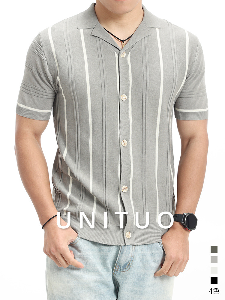 Nueva camiseta de hielo de punto polo de manga corta para hombres de verano de negocios con cuello casual camiseta de hombre camiseta de hombre