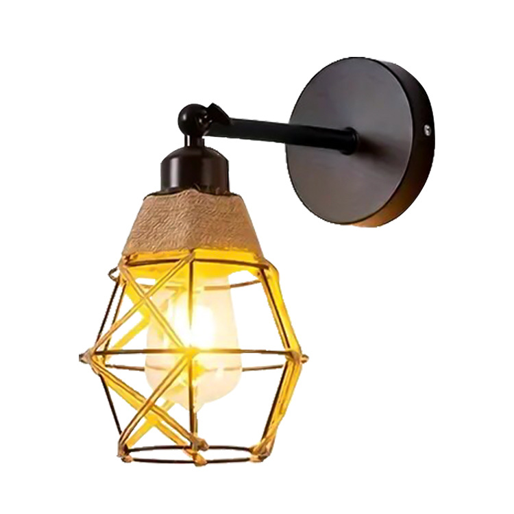 Araña de cuerda de cáñamo de hierro forjado retro transfronterizo lámpara de pared lámpara de sala de estar lámpara de pared de pasillo de dormitorio lámpara de araña de comedor