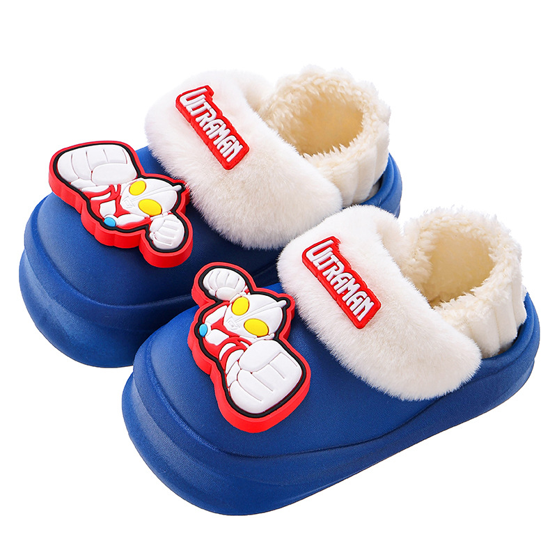 Zapatillas de algodón de invierno para niños, zapatillas de algodón para niños, bolsas impermeables de terciopelo calientes, zapatos de algodón caseros para niños