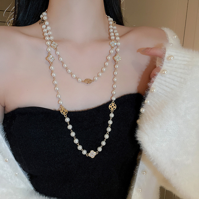 欧美长款珍珠项链2025秋冬优雅简约百搭毛衣链轻奢高级感项饰批发|undefined