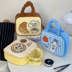 新しい女の子イラストスタイルの化粧品バッグ女性のピザシリーズかわいいトイレタリーバッグポータブル大容量旅行収納袋