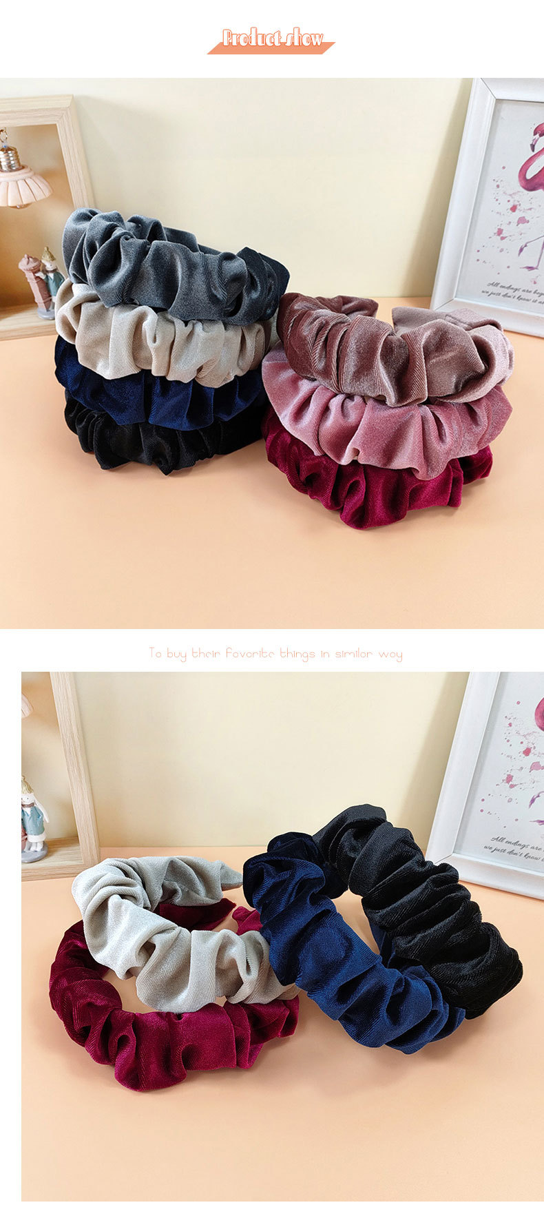 Fashion Solid Color Golden Velvet Folded Fabric Large-intesine Hairpin Wide-brimmed Hair-fix Headband display picture 2
