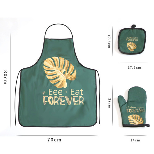 Holiday decor waterproof apron kitchen oven heat-resistant gloves Mother's Day baking anti-scald anti-stain apron