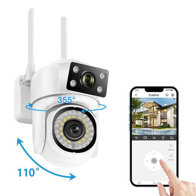 QD36 surveillance camera 360 degree rotation wireless wifi binocular dual picture outdoor waterproof ball machine HD monitor