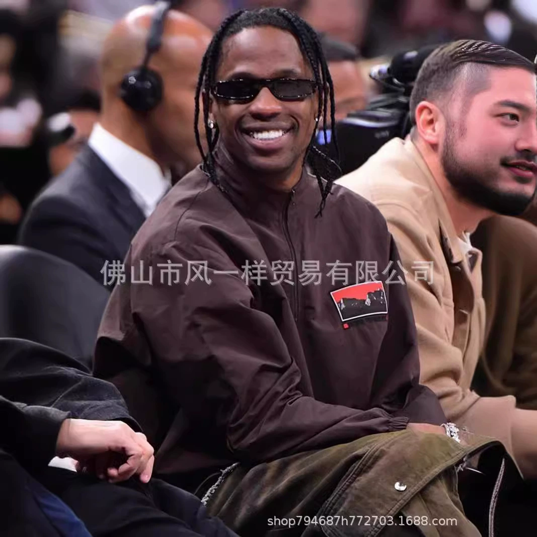 Правильная версия Travis Scott вышитая полузастежка-молния ветровка TS хип-хоп нарукавные повязки высокая уличная куртка для мужчин