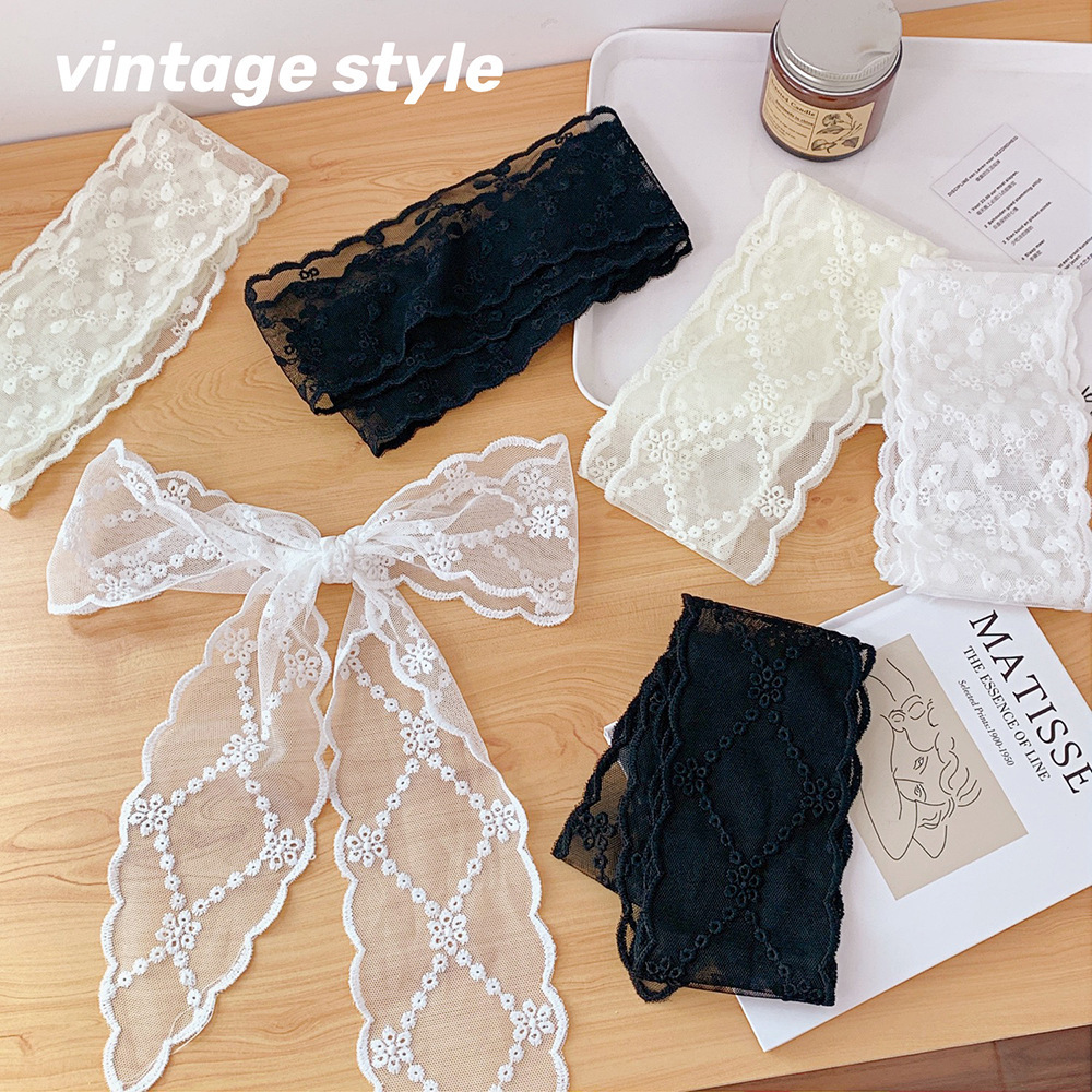 蕾丝蝴蝶结发绳发带女绑发丝巾时尚复古法式温柔韩版简约飘带头饰