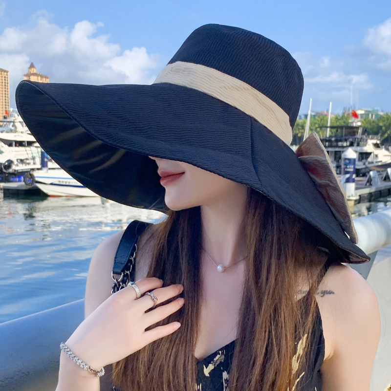 Hepburn Style Holiday Extra Large Brim Sunhat Children's Spring and Summer Outdoor Super Large UV Protection Fisherman Sunscreen Hat Hepburn Style Holiday Extra Large Brim Sunhat Children's Spring and Summer Outdoor Super Large UV Protection Fisherman Sunscreen Hat