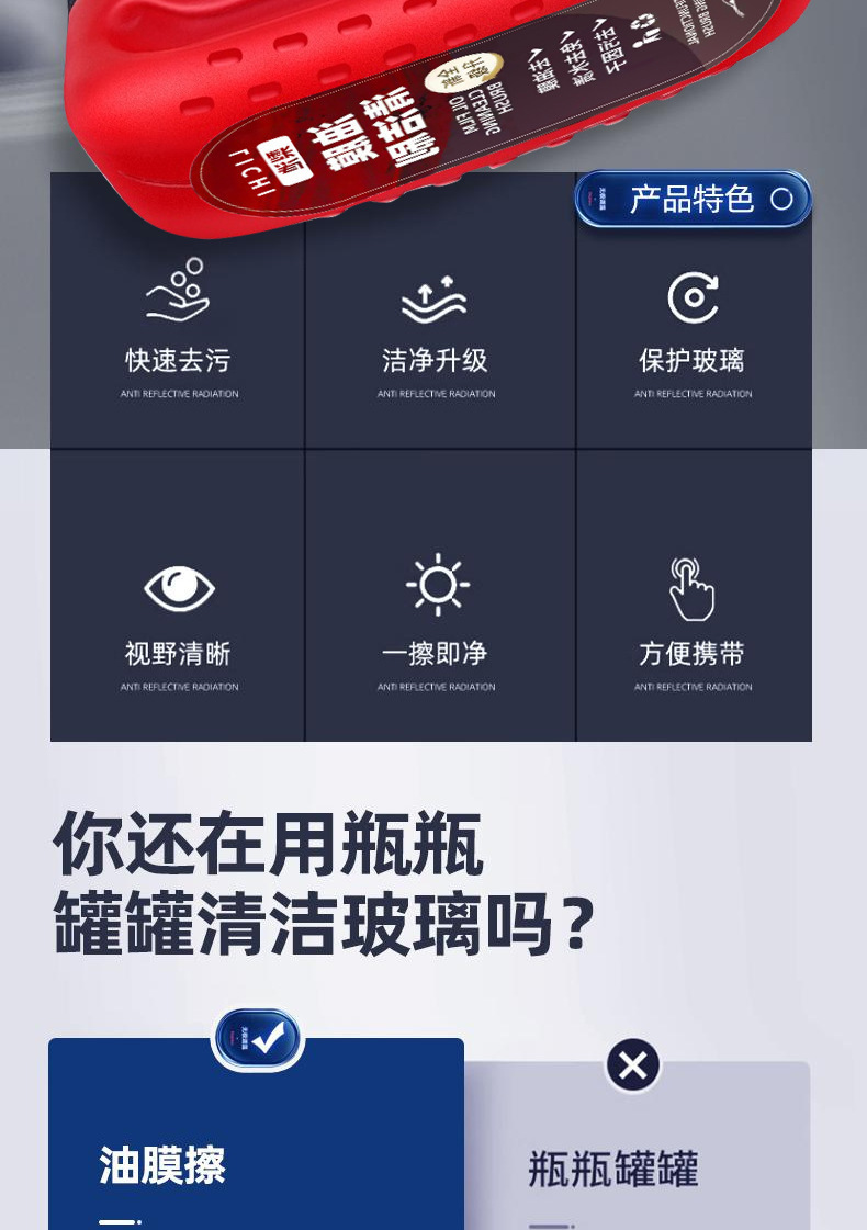 跨境亚马逊热销专供 car glass cleaner 汽车油膜擦多功能 清洁刷详情3