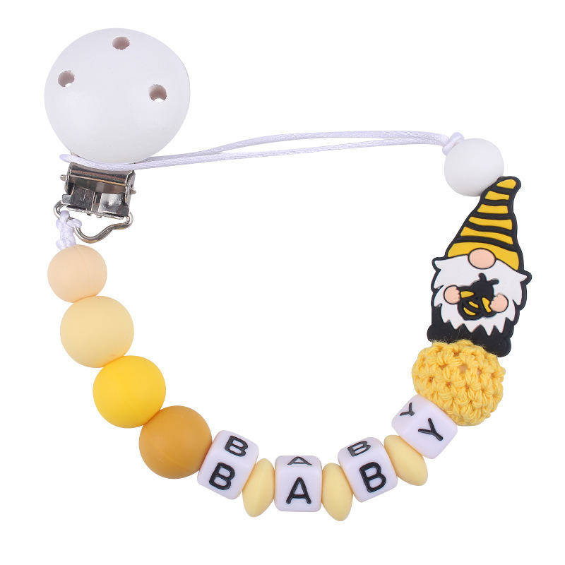 Nuevo BABY letras plásticas de madera chupeta clips Santa Claus silicona bebé pacificador chupeta cadena anti-caída cadena