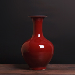 色釉薬祭紅陶磁器花瓶景徳鎮客間玄関磁器家庭置物工芸品中国式装飾品