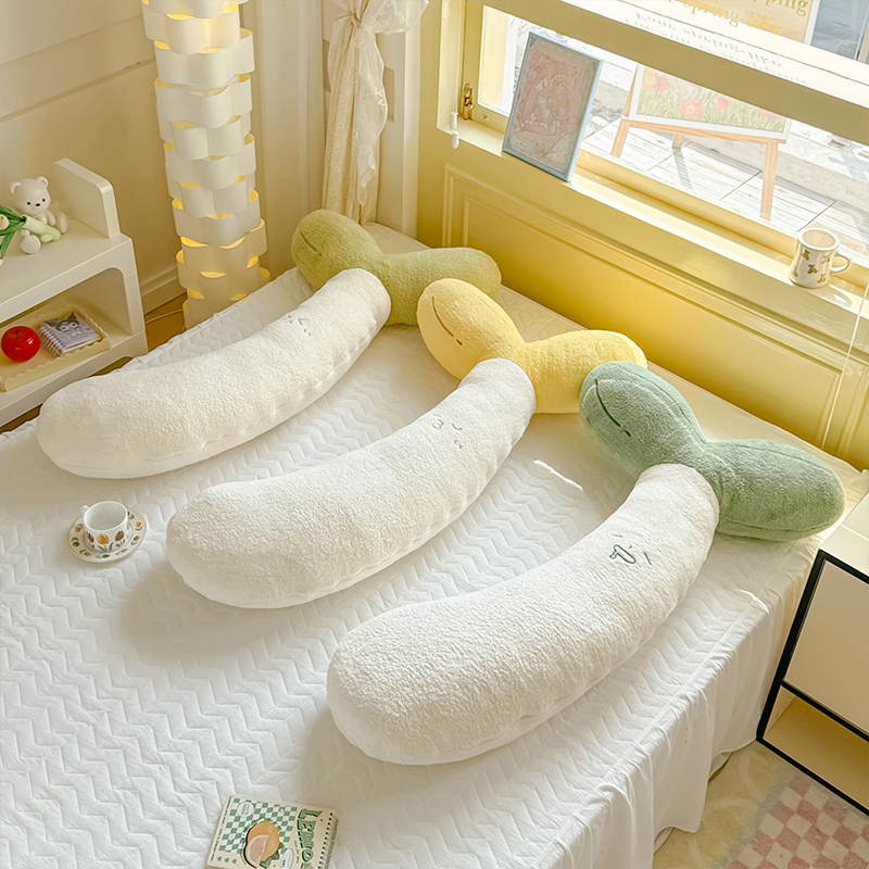 almohada de brotes de frijoles suaves, almohada de brazo larga, almohada de cama para niñas, almohada de cama lateral para niños, almohada desmontable y lavable