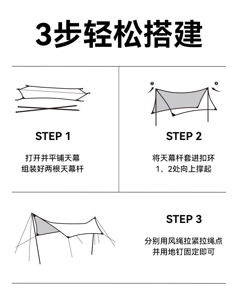 Blackdog Outdoor Tarpaulin Black Coating Camping Sunshade Rainproof Oxford Cloth Sunshade