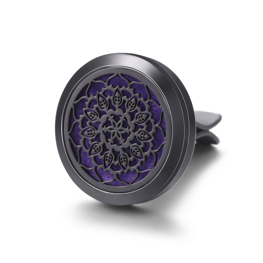 pistola de acero inoxidable negro hueco coche ventilación abrazadera de automóvil perfume árbol de vida automóvil perfume caja de difusión de perfume