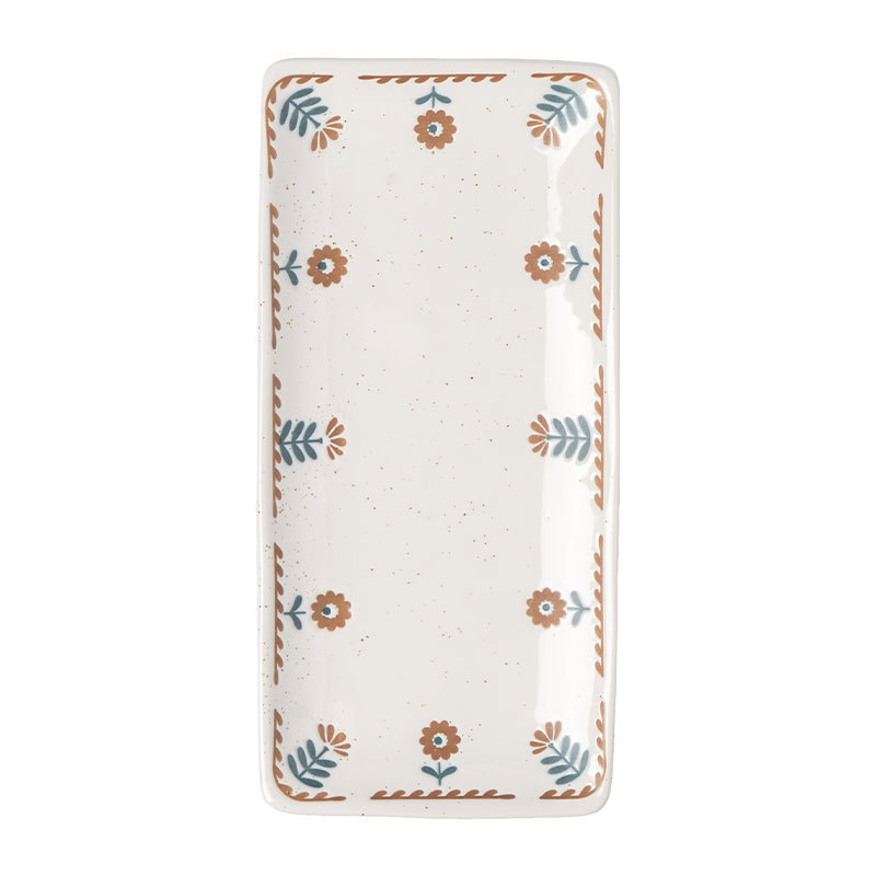 Plato de cerámica de cártamo pequeño pintado a mano japonés Plato de sushi de restaurante Plato rectangular para el hogar Plato de postre para el hogar Plato de bocadillos