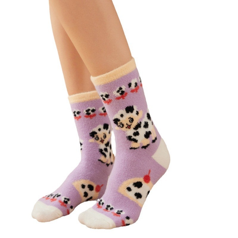 Calcetines de Piso Medianos de Terciopelo de Coral para Mujer Térmico con Absorción de Sudor para Casa e Invierno