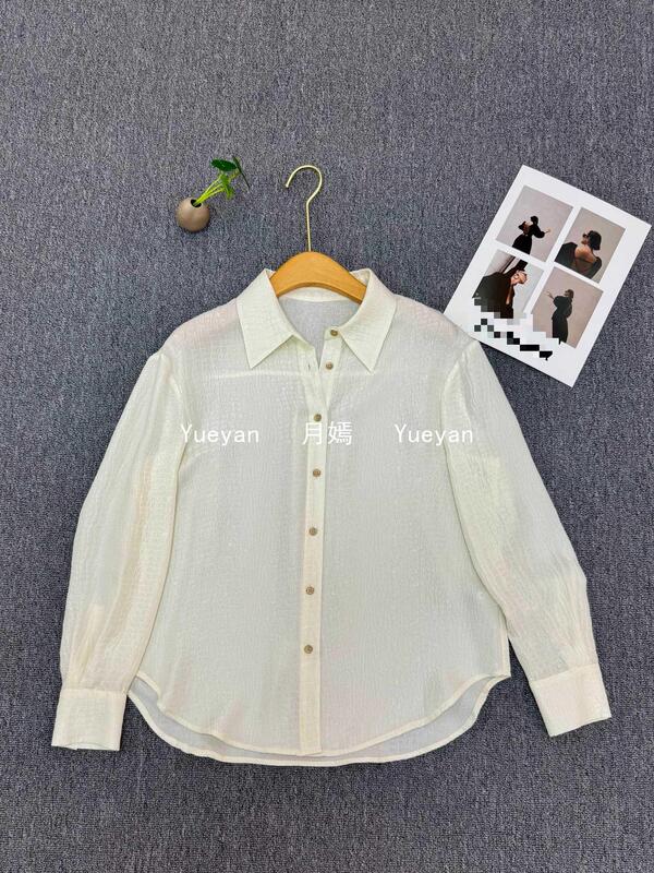 Nanyou Light Luxury Women's Clothing Early Spring New High-End Textured Silk Crocodile Pattern Crown Crepe Shirt Nanyou Light Luxury Women's Clothing Early Spring New High-End Textured Silk Crocodile Pattern Crown Crepe Shirt