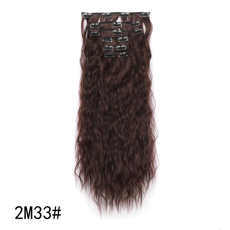 国境を越えた売れ筋ウィッグ 6 点セット女性用ヘアエクステンション 16 カードコーンパーマ化学繊維クリップヘアロングカーリーヘアエクステンション卸売|undefined