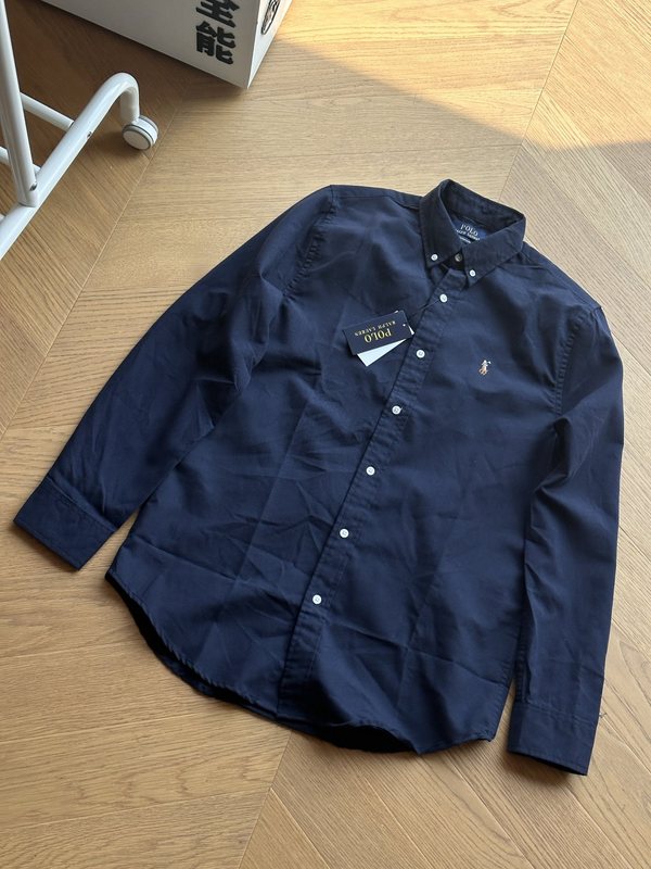 クロスボーダー高品質外国貿易シングルラフユニセックスポニーカラーラベル刺繍長袖オックスフォードカジュアルシャツ|undefined