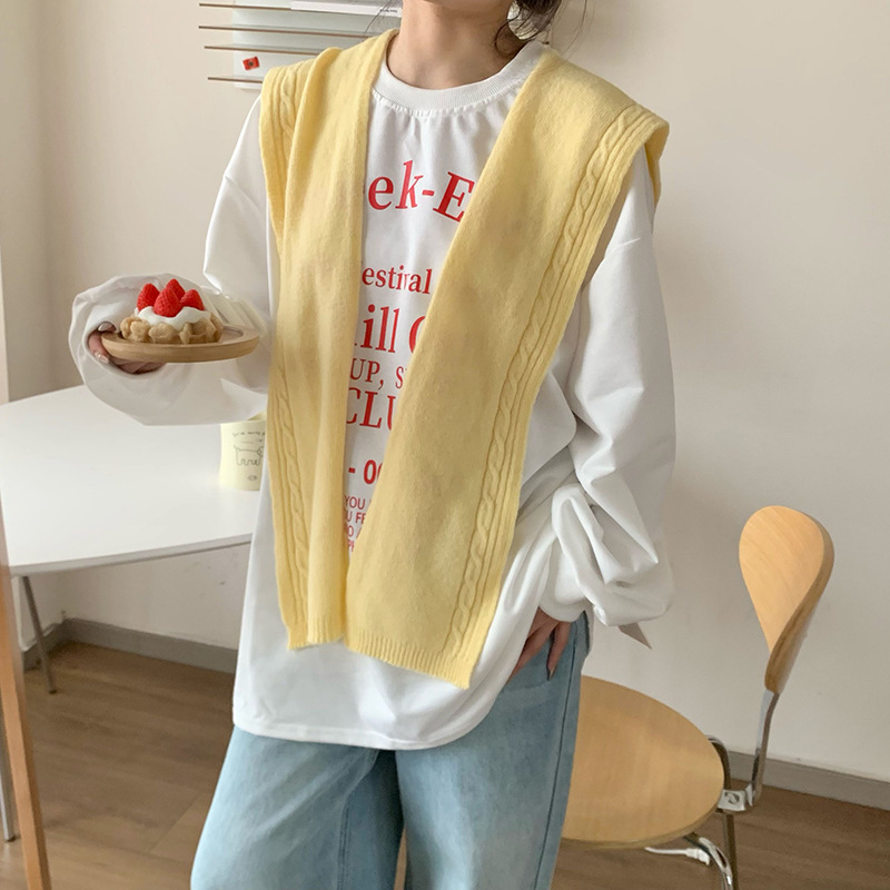 Sopa de punto de alta sensación de nuevo estilo coreano multifuncional nudos de cuello falso de moda sopa de patrón de ganado con hombros pequeños