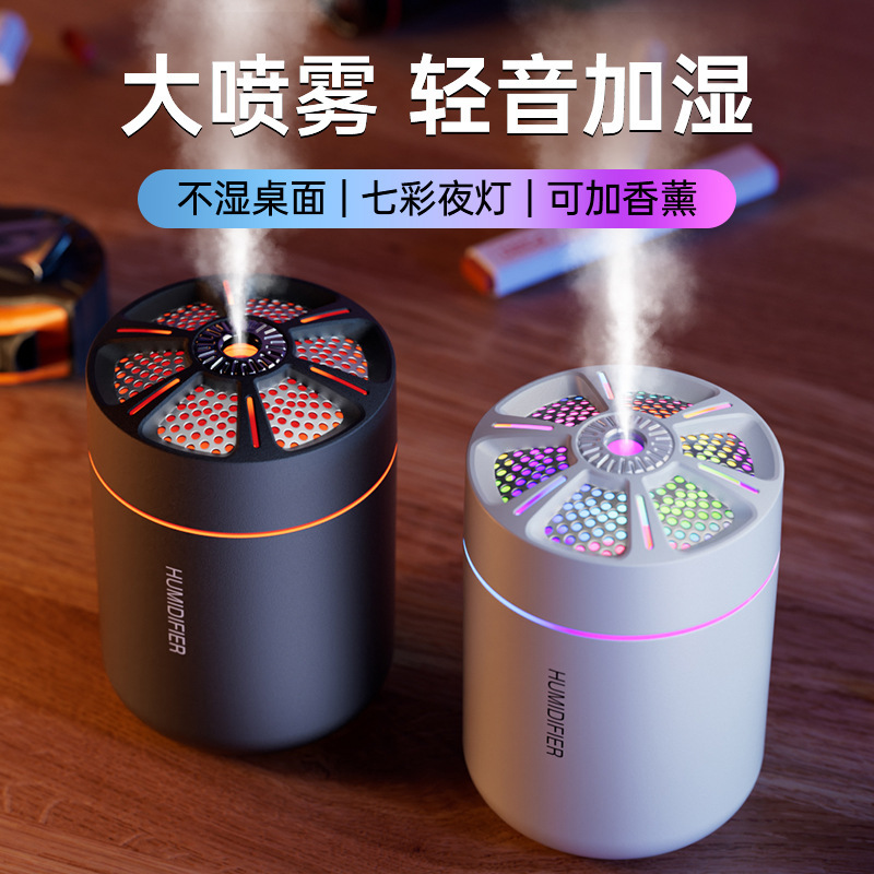 跨境爆款炫彩静音加湿器 便携大喷雾多彩氛围灯帐篷USB加湿器保湿|undefined