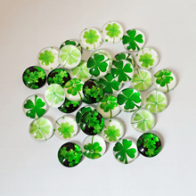 批发四叶草时光宝石玻璃贴片 DIY装饰材料配件 扁圆玻璃饰品配件