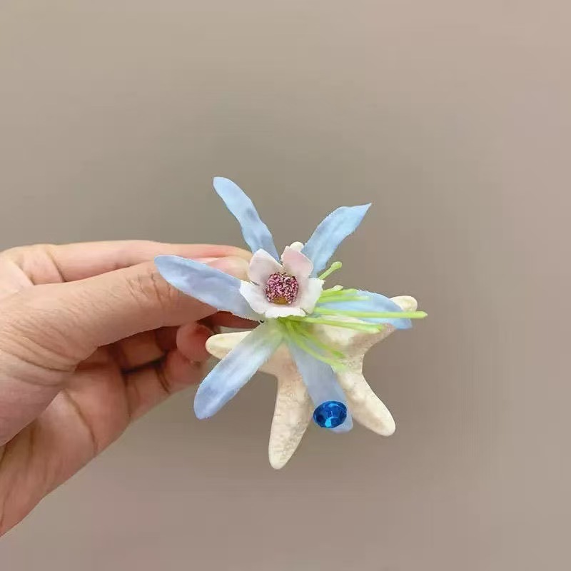 超仙海星贝壳花朵发夹抓夹海边拍照氛围感鲨鱼夹发卡度假风发饰品|undefined