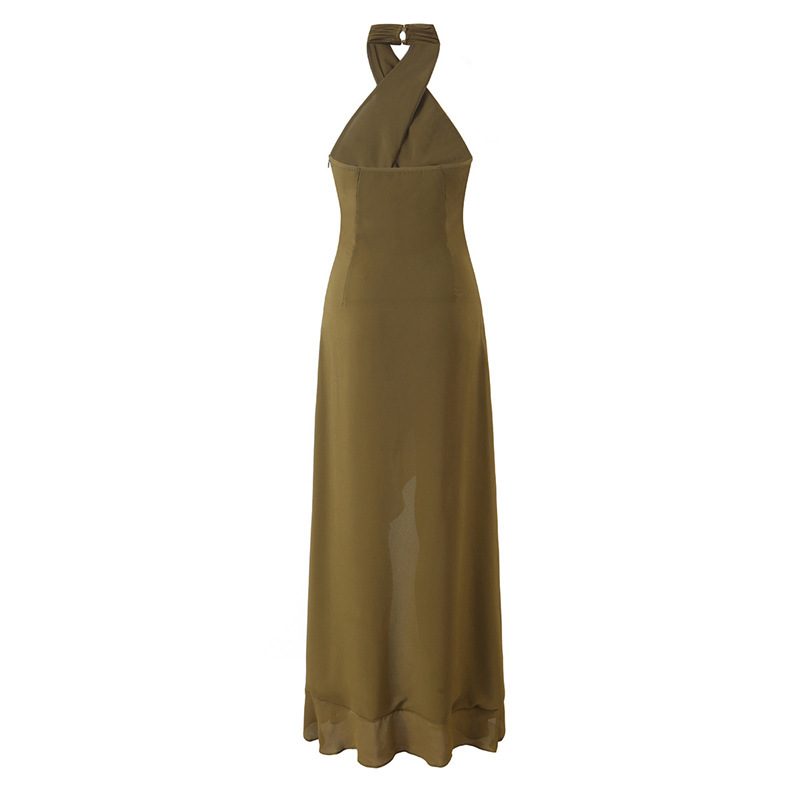 Foreign trade cross-border wholesale 2026 autumn heavy beaded embroidered halter neck ultra-long dress light formal dress Foreign trade cross-border wholesale 2026 autumn heavy beaded embroidered halter neck ultra-long dress light formal dress