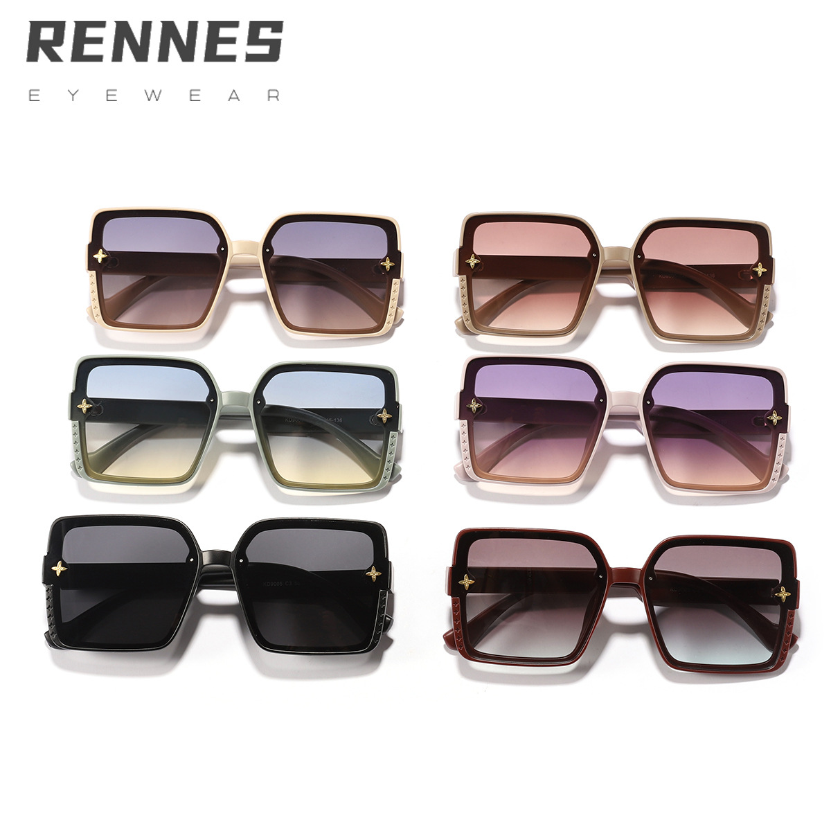 Nuevas gafas de sol de montura grande de moda F para mujer 2024 Gafas de sol europeas y americanas de alta gama para mujer