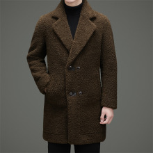 2025冬季羊剪绒 颗粒绒外套 大衣男中长款皮毛一体羊剪绒外套皮草