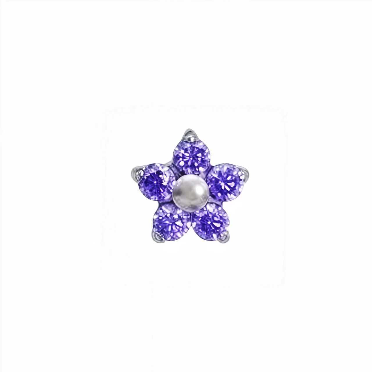 F136 Titanium Alloy Five-Petal Flower Super Flash Earrings Labret Stud Lip Piercing Replacement Head detail image 13