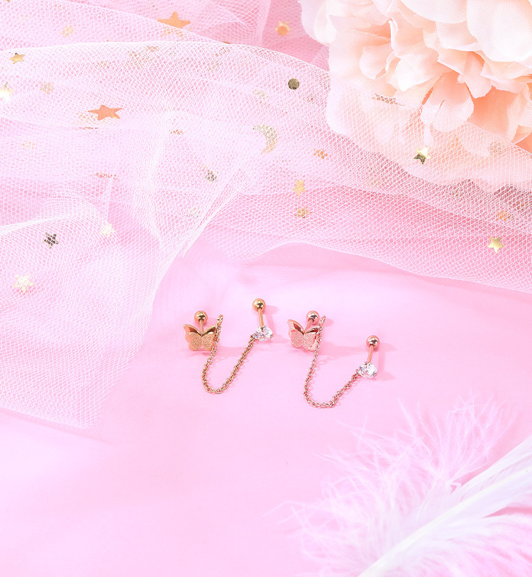Silver pointed spike labret stud material detail