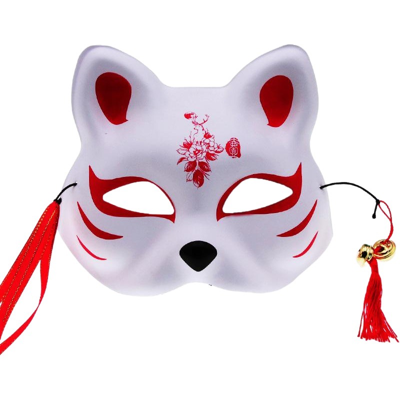 Máscara de media cara estilo japonés de anime de demonio zorro, para celebraciones, maquillaje, actuaciones, fiestas de baile y juegos de rol originales, estilo celebridad de internet image 1