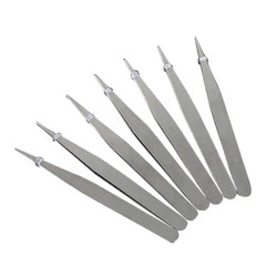 Handmade elbow tweezers, straight tweezers, black silver mobile phone repair, manicure stickers, DIY household anti-static tweezers