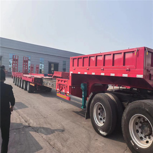 Export to Tajikistan Seven Bridges Low Flatbed Semi-Trailer Airbag Plus Lift Bridge Special Large Transport Truck Price